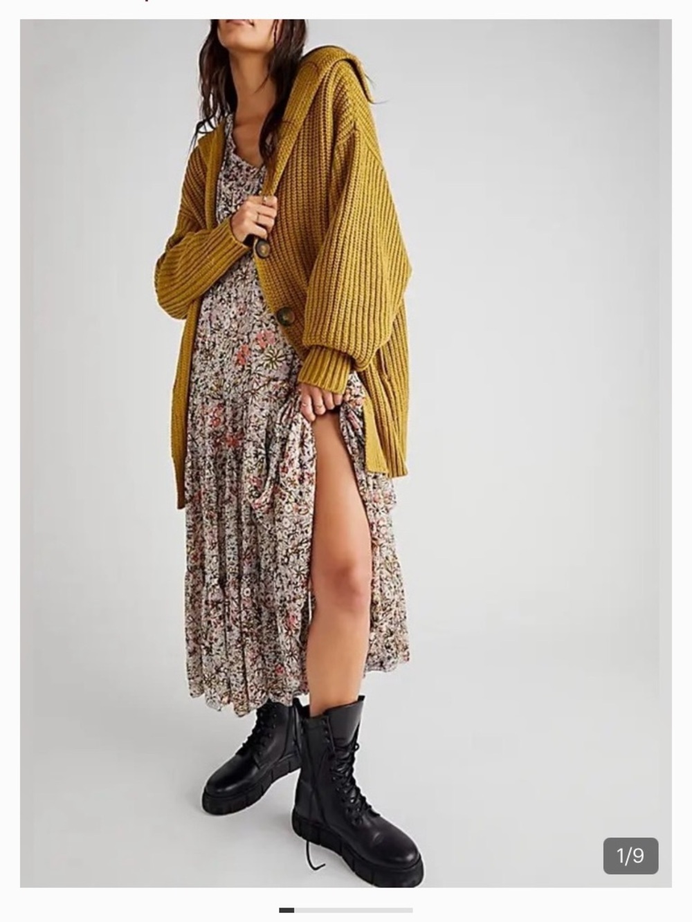 Free People Ochre Swim Too Deep  Ribbed Button Cardigan
